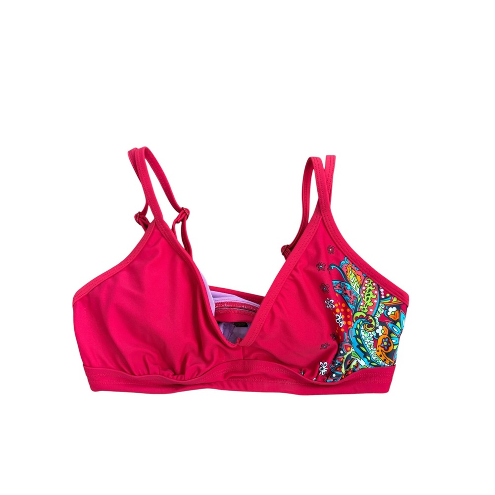 Athleta Pink Paisley Floral Bikini Top 34B/C NWT